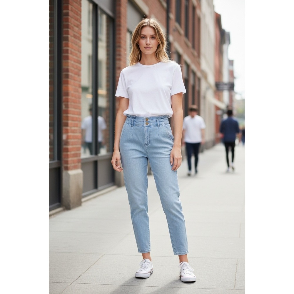 Whiteroom + Cactus Light Wash Cotton Utility Pants XS High Rise Tapered